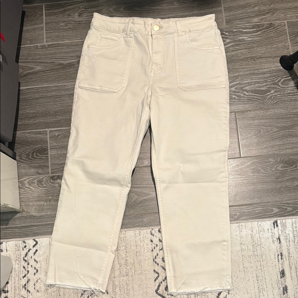Maurices Cream Ankle Cropped Jeans